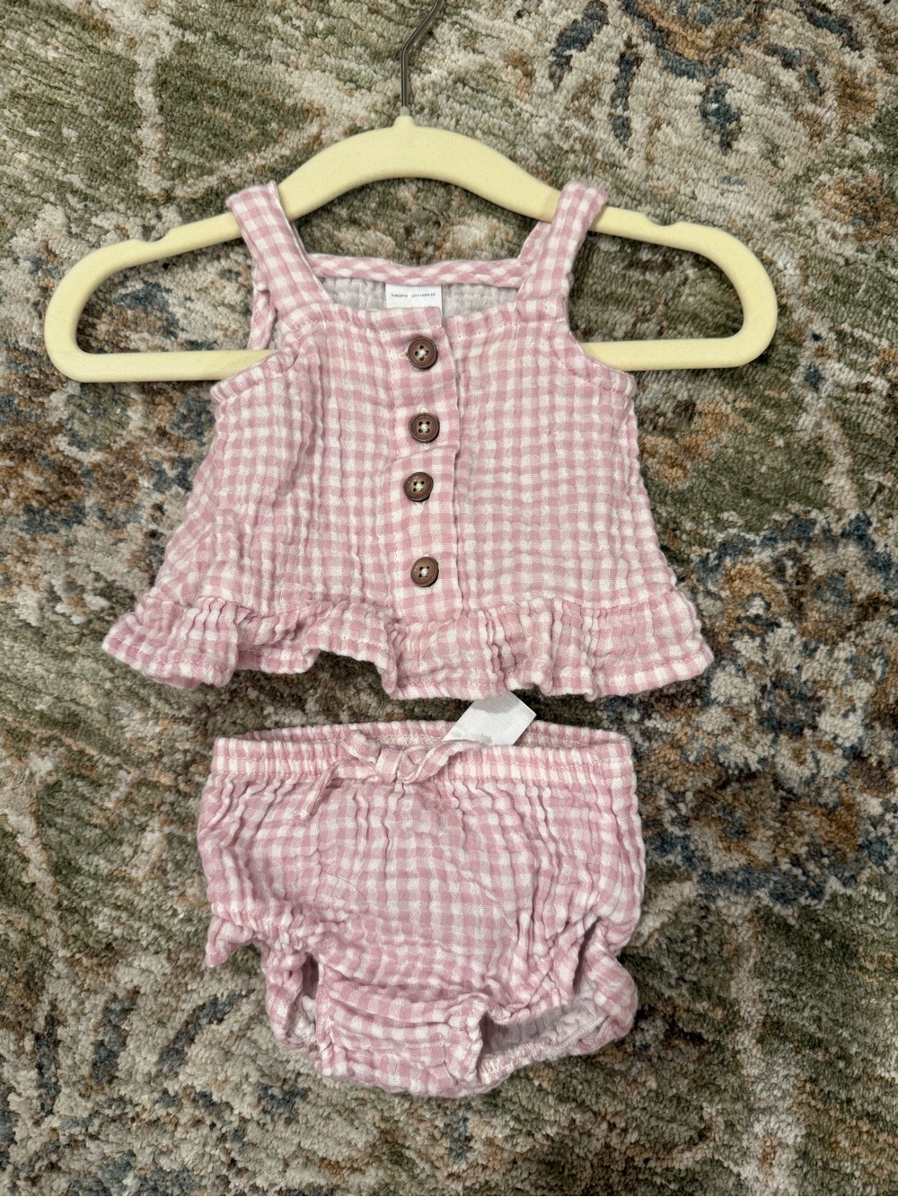 Carter's Pink Gingham Ruffle Tank & Bloomers Set Newborn